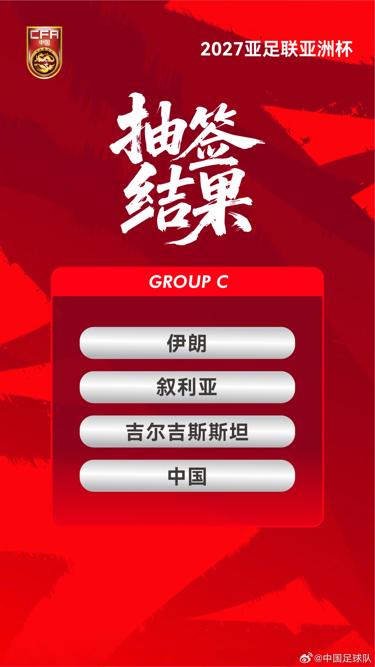 2027亞洲杯抽簽揭曉：國足陷C組死局，首戰(zhàn)伊朗