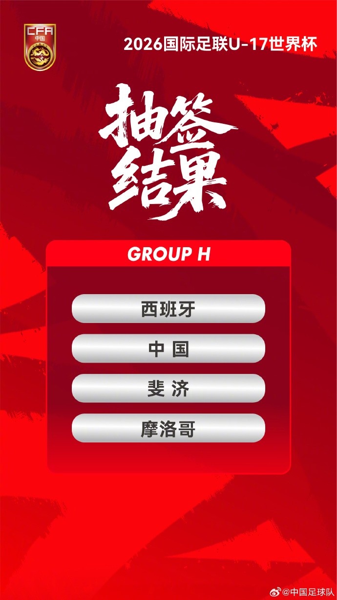 U17世界杯中國(guó)與西班牙摩洛哥斐濟(jì)同組 凈勝球成出線關(guān)鍵