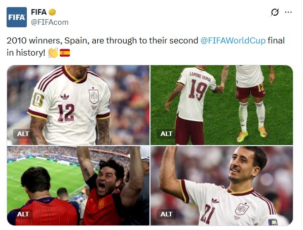 西班牙2-0法國時隔14年再進決賽 FIFA確認隊史第二次