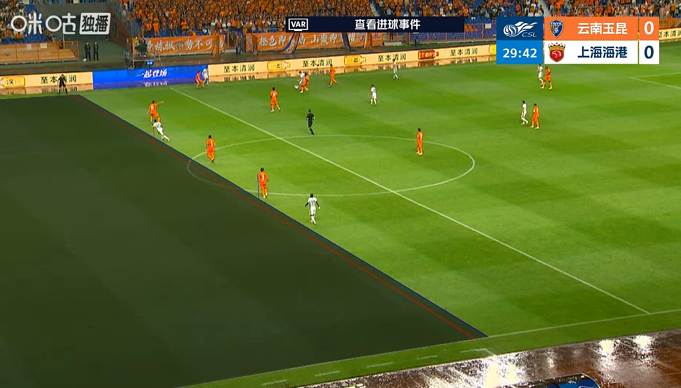 半場：海港2-0玉昆 魏震岳鑫破門 兩粒進(jìn)球被吹