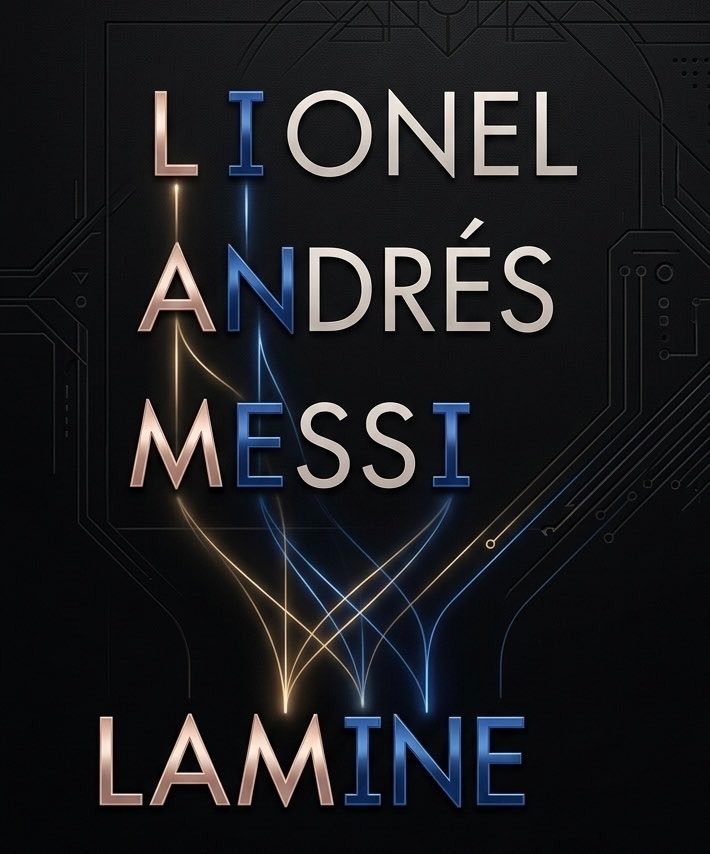 梅西與亞馬爾名字的字母映射：Lionel → Lamine