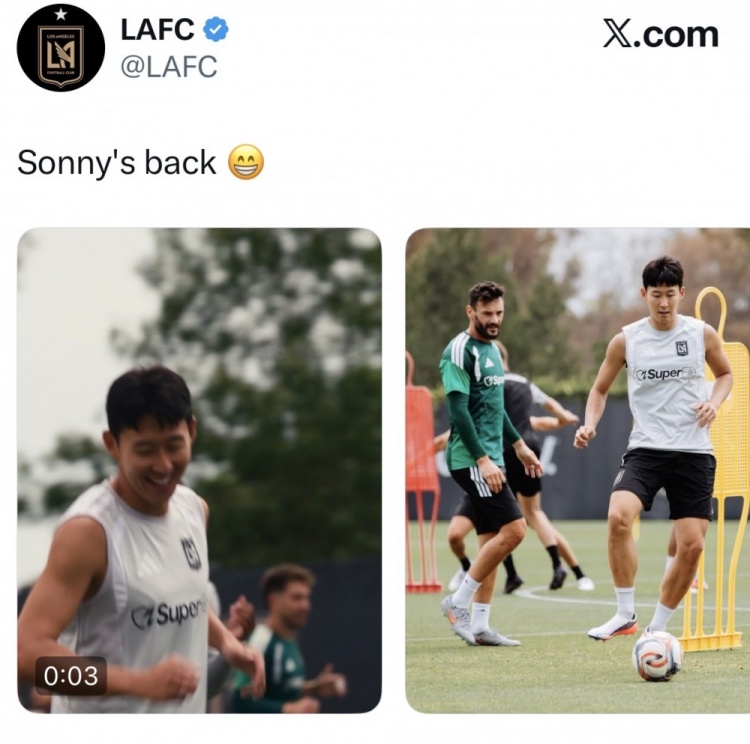 孫興慜回歸洛杉磯FC合練，18日洛杉磯德比或復出