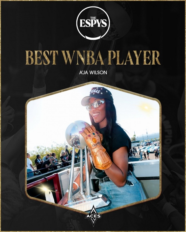 阿賈·威爾遜榮膺ESPY最佳WNBA球員：上賽季包攬DPOY/MVP/FMVP/得分王